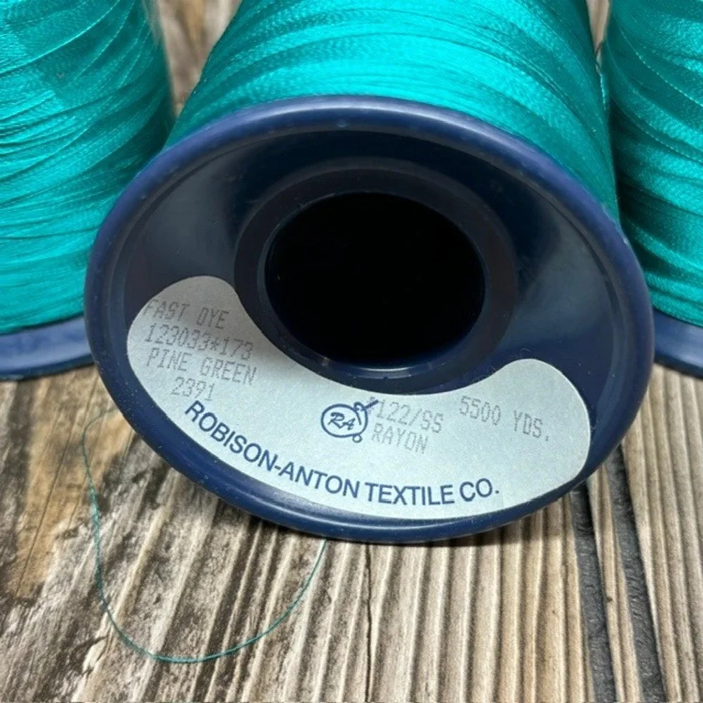 Lot of 3 Pine Green Robison-Anton Textile Co Rayon Thread 5500 YDS
